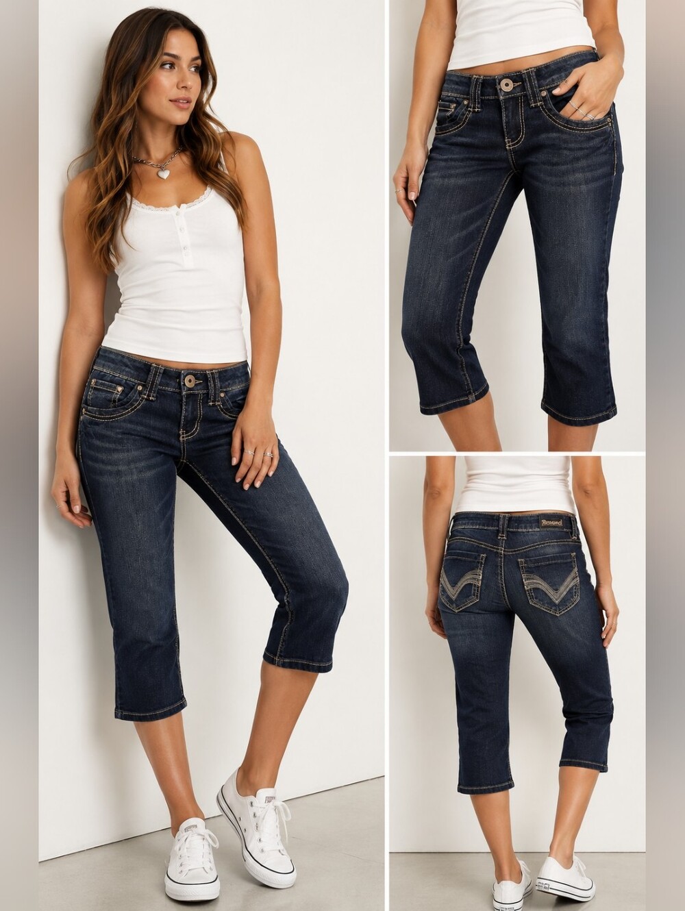 👖 Rewind Y2K Dark Wash Denim Capri Jeans Size 3 Cropped